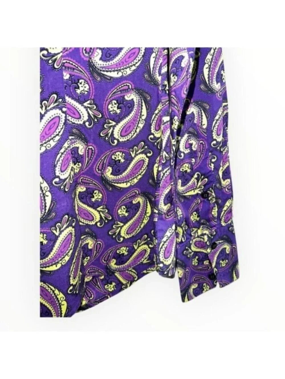 Designer Hawes & Curtis London Purple Paisley print collar Button Down blouse 2